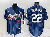 Los Angeles Dodgers #22 Clayton Kershaw Number Rainbow Blue Red Pinstripe Mexico Cool Base Nike Jersey,baseball caps,new era cap wholesale,wholesale hats